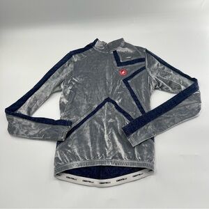 Castelli Men’s Silver and Navy Blue Men’s Cycling Active Top Long Sleeve Jersey